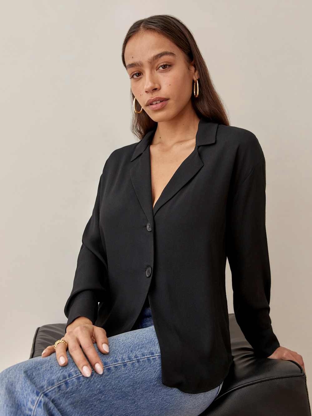 Reformation Toby Top Black - Size XS